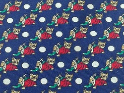 ANDREW'S TIES Italian Silk Tie - Blue with Whimsical Fox Pattern 37