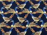 Novelty Tie Vanzella Blue Ducks on Dark Grey Silk Men NeckTie 49