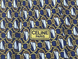 CELINE PARIS Silk Tie - Blue with Sailboat Pattern 40