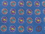 Designer Tie Dunhill Mutli Color Hexagons On Blue Silk Men Necktie 42