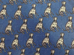 Animal Print TIE DOG DALMATIAN REPEAT BLUE Silk Men Necktie 26