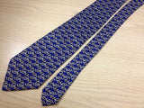 JEAN-LOUIS SCHERRER Paris Silk Tie - Blue with Tan Chain Pattern  34