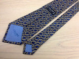 Pattern Tie Celine Light Brown Chain on Blue Silk Men NeckTie 44