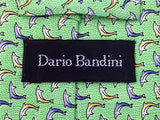 Dario Bandini TIE Dolphin on Green Animal Novelty Theme Repeat Silk Necktie 3