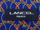 Geometric TIE LANCEL Paris Blue Italy Silk Men Necktie 23