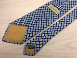 Designer Tie Yves Saint Laurent Gold-Blue Shuriken on Blue Silk Men Necktie 47
