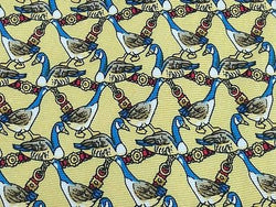 Animal Tie Jean Louis Sherrer Duck Bird Pattern Light Yellow Silk Men Necktie 28