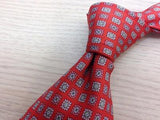 Geometric TIE Floral Square Dot on Red  Silk Men Necktie 23