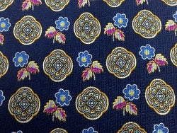 Novelty Tie Pierre Balmain Flowers On Dark Blue Silk Men Necktie 31