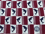 DUNHILL Silk Tie - Maroon and Blue Dolphin Pattern 41