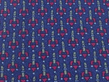 FOUKS Paris Spanish Silk Tie - Hand Made - Blue with Red Pattern 40