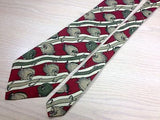 POLO RALPH LAUREN for Nieman Marcus Silk Tie - Dark Red w/Tan Fish Pattern 34
