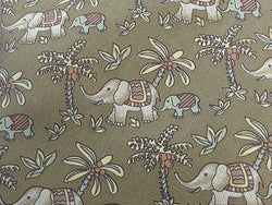 JIM THOMPSON Silk Tie - Elegant Tan and Copper Asian Elephant Pattern 40