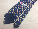 ETON BLUES Italian Silk Tie - Navy with Tan, Blue & Red Puppy Pattern 38