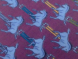 Animal Tie Blue Horse on Purple 100% Thai Silk Men NeckTie 49