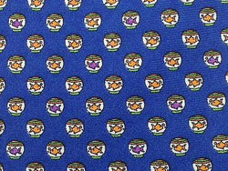 Animal Print TIE Fish Bowl Dot on Blue TOSSIONI  Silk Men Necktie 25