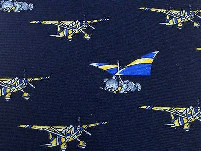 REINE SEIDE German Designer Silk Tie - Navy with Airplane Pattern 33