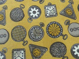 GIANFRANCO LOTTI Italian Silk Tie - Dark Yellow with Timepiece Theme 39