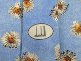 Designer Tie Dunhill White Sunflower on Fade Denim Blue Silk Men Necktie 47