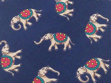 JIM THOMPSON Silk Tie - Navy with Tan Asian Elephants Pattern 39