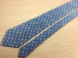 Novelty Tie Lanvin Blue Flowery Boxed Pattern on Blue Silk Men Necktie 45