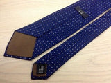 Designer Tie Dunhil White n Orange Dot on Blue Silk Men Necktie 45