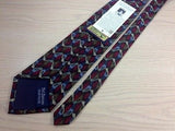 CHRISTOPHER REEVE Collection Silk Tie - Burgundy, Blue & Brown Writing Motif 37
