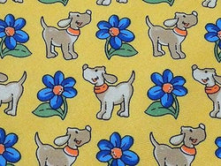 PIERRE LORRAIN Italian Silk Tie - Yellow with Dogs & Daisies 37