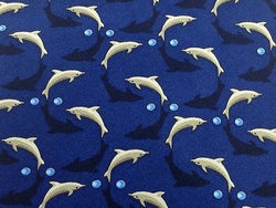 Animal Tie WWF Black And White Dolphins On Dark Blue Silk Men Necktie 31