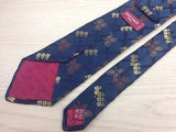 Novelty Tie Rochas Flowers & Leaves on Blue Stiped Base Silk Men Necktie 48
