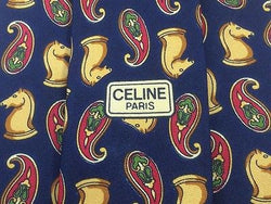 Novelty Tie Celine Chess Knight on Blue Silk Men Necktie 48