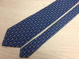 JEAN-LOUIS SCHERRER Paris Silk Tie Blue with Gold Pedestal Pattern Classic 33
