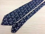 Novelty Tie Palais De Doges Grey Flowers On Dark Blue Silk Men Necktie 29