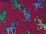 Clown Embroidered on Red Silk Men Necktie 28