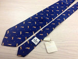 KRIZIA UOMO Italian  Silk Tie - Blue with Gold Lions Pattern 39