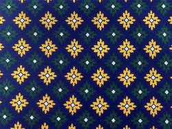 Geometric TIE Yellow & Green Snowflake on Blue Made in Italy Silk Necktie 1