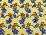 NOUS ET MOI Paris Silk Tie - Hand Made Yellow w Blue & Copper Floral Pattern 41