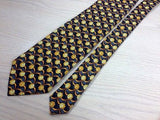 Gentlemen's Silk Tie - Black w/Copper Flower Pattern 36