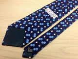 Designer Tie Fil a Fil Golf Ball & Flowers on Blue Silk Men NeckTie 46