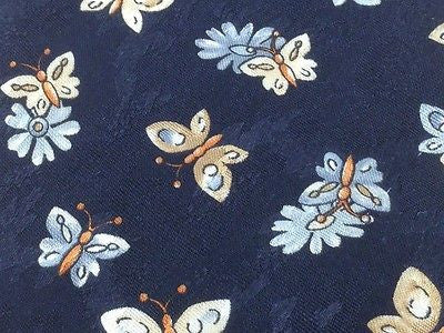 Animal Tie Hemy Monel Butterflies on Flower on Blue Silk Men Necktie 48