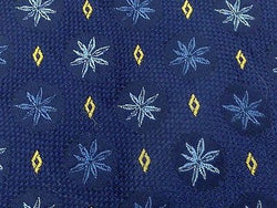 Designer Tie Longchamp Blue Flower Pattern On Dark Purple Silk Men Necktie 31