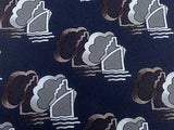 NAZARENO GABRIELLI Italian Silk Tie - Navy, Black, Gray Barge Pattern 39