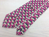 NAZARENO GABRIELLI Italian Silk Tie - Praying Bunnies on Pink Checker Pattern 38