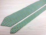 Designer Tie Gierre Square & Flower Pattern on Light Green Silk Men NeckTie 30