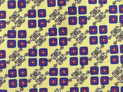 Geometric TIE Gold Chainlink Square on Yellow Made in ITALY Silk Necktie 6