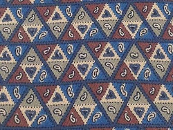 LANVIN Paris Italian Silk Tie - Blue, Rust, Tan Triangle Geometric Pattern 39