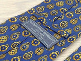 Designer Tie Hunting World Golden Medals on Cerulean Blue Silk Men Necktie 47