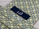DUNHILL London Silk Tie - Italian Made -  Yellow with Blue Shell Pattern  36