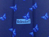 Animal Tie Andre Claude Canova  Blue Butterfly on Navy Blue Silk Men Necktie 47