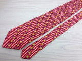 Designer Tie Ungaro Yellow Flower & Strips on light pink Silk Men NeckTie 44